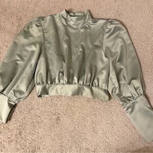 ASOS Sage Green Puff Sleeve Blouse
